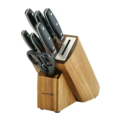 Anolon AlwaysSharp Japanese Steel 8-pc. Knife Block Set with Built-In Sharpener