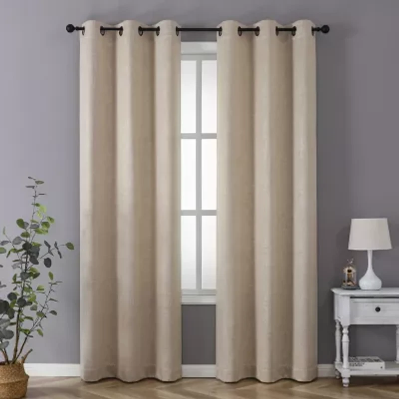 Regal Home Vista Embossed Grommet Top Energy Saving Blackout Set of 2 Curtain Panel