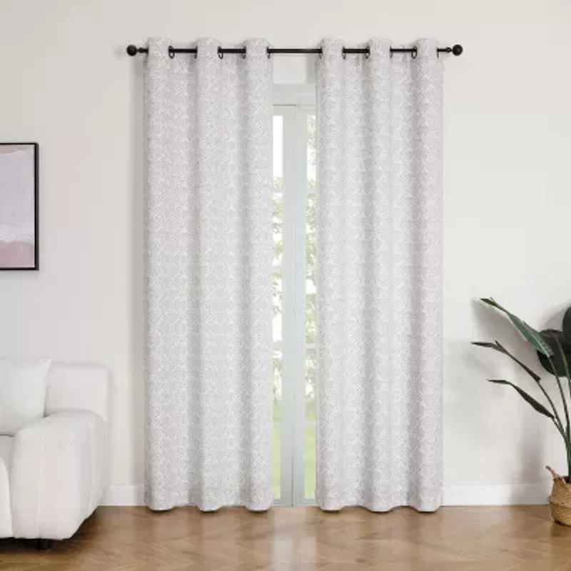 Regal Home Brodie Printed Grommet Top Energy Saving Blackout Set of 2 Curtain Panel