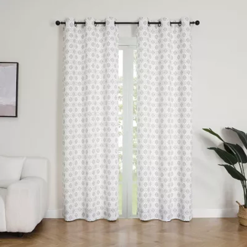 Regal Home Vance Printed Grommet Top Energy Saving Blackout Set of 2 Curtain Panel