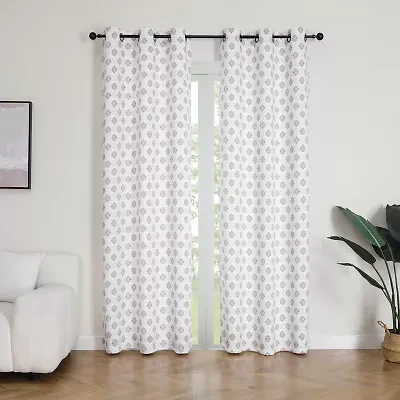 Regal Home Vance Printed Grommet Top Energy Saving Blackout Set of 2 Curtain Panel