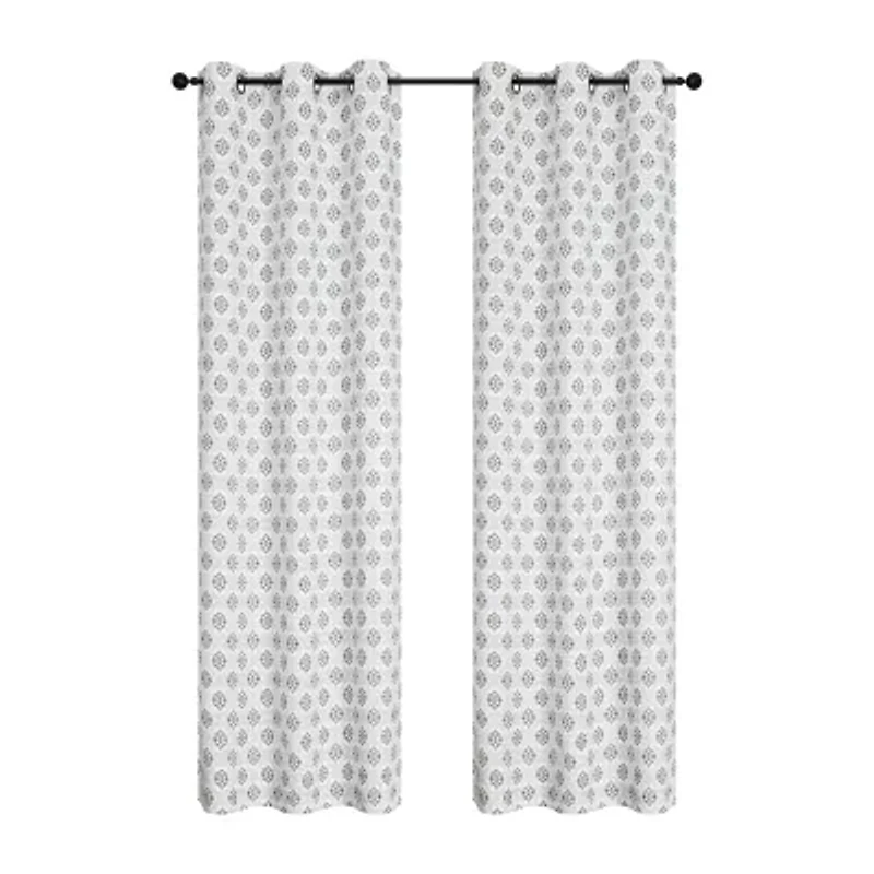 Regal Home Vance Printed Grommet Top Energy Saving Blackout Set of 2 Curtain Panel