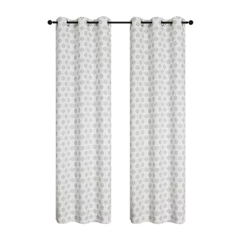 Regal Home Vance Printed Grommet Top Energy Saving Blackout Set of 2 Curtain Panel