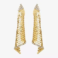 JS Jessica Simpson Gold Tone Mesh Womens Glass Triangle Drop Earrings