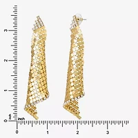 JS Jessica Simpson Gold Tone Mesh Womens Glass Triangle Drop Earrings