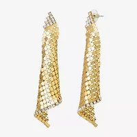 JS Jessica Simpson Gold Tone Mesh Womens Glass Triangle Drop Earrings