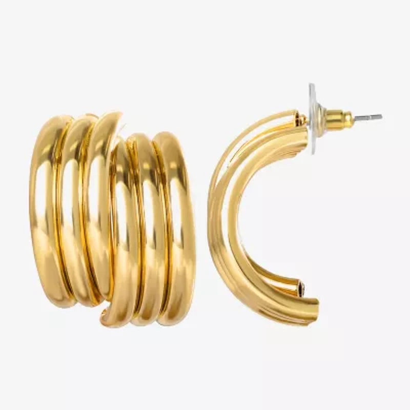 JS Jessica Simpson Gold Tone Womens 27mm Hoop Earrings