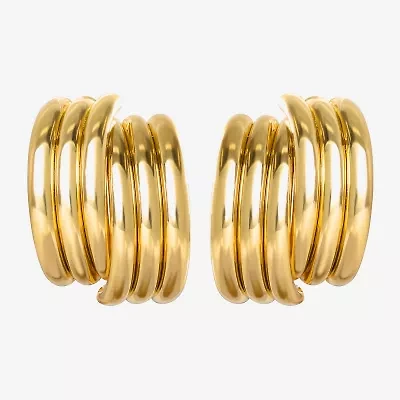 JS Jessica Simpson Gold Tone Womens 27mm Hoop Earrings