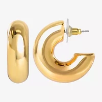 JS Jessica Simpson Gold Tone Tube Womens 26.8mm Hoop Earrings