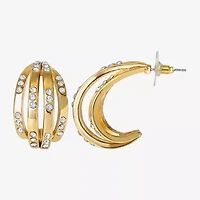 JS Jessica Simpson Gold Tone Caged Womens Glass 26.9mm Hoop Earrings