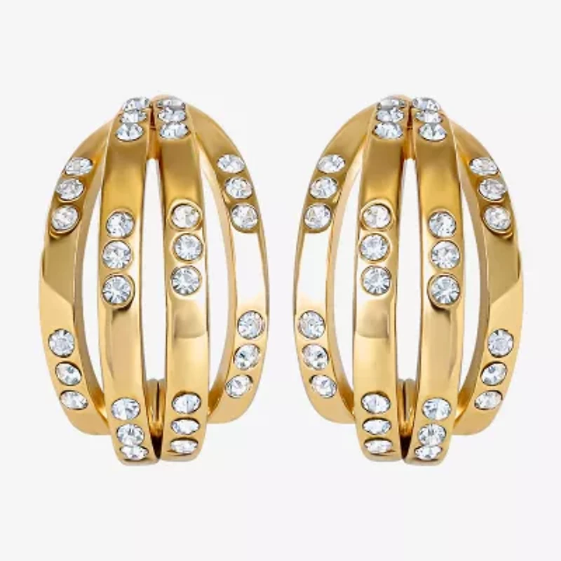 JS Jessica Simpson Gold Tone Caged Womens Glass 26.9mm Hoop Earrings