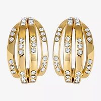 JS Jessica Simpson Gold Tone Caged Womens Glass 26.9mm Hoop Earrings