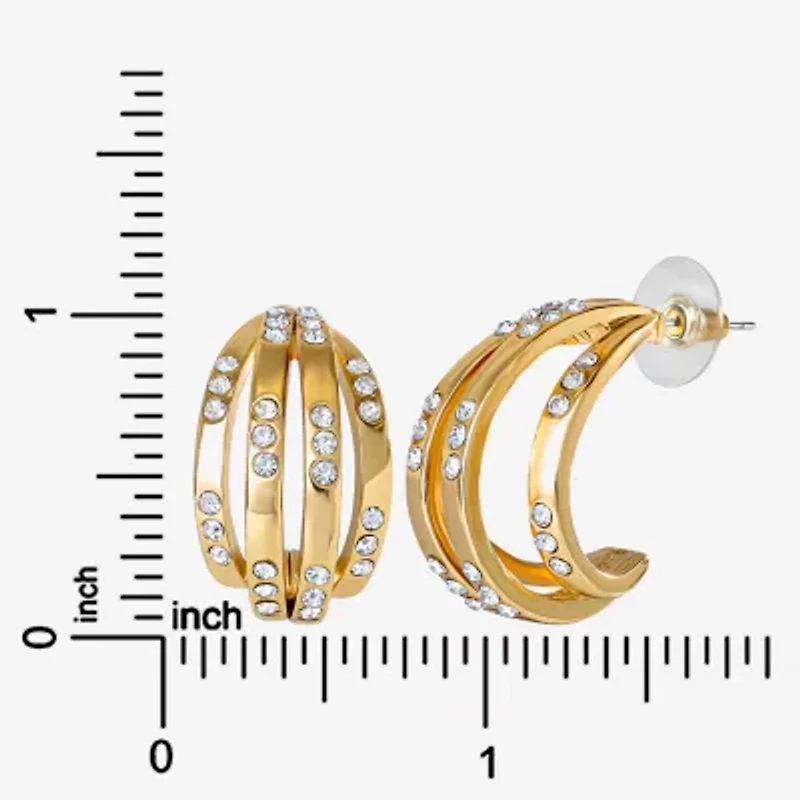 JS Jessica Simpson Gold Tone Caged Womens Glass 26.9mm Hoop Earrings