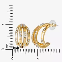 JS Jessica Simpson Gold Tone Caged Womens Glass 26.9mm Hoop Earrings