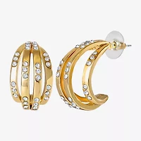 JS Jessica Simpson Gold Tone Caged Womens Glass 26.9mm Hoop Earrings