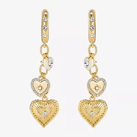JS Jessica Simpson Gold Tone Charm Dangle Womens Glass Heart Drop Earrings