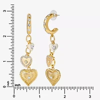 JS Jessica Simpson Gold Tone Charm Dangle Womens Glass Heart Drop Earrings