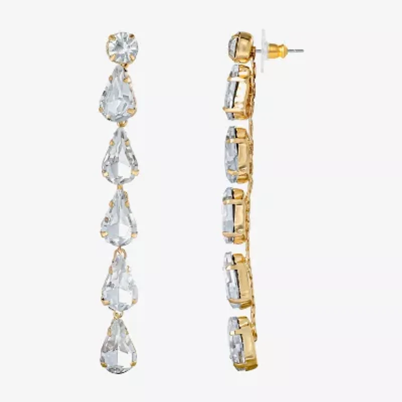JS Jessica Simpson Gold Tone Linear Womens Glass Drop Earrings