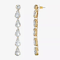 JS Jessica Simpson Gold Tone Linear Womens Glass Drop Earrings