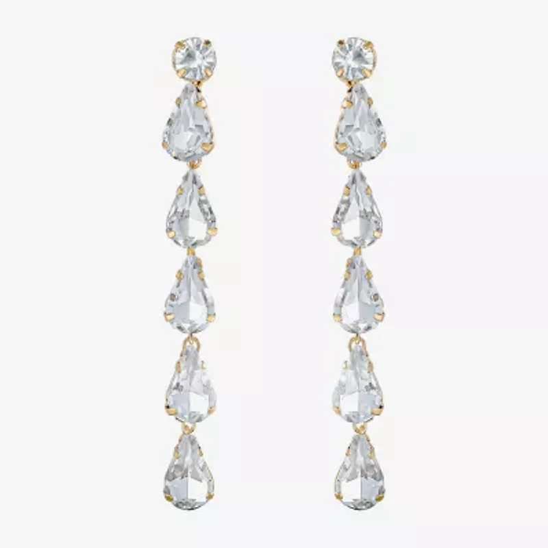 JS Jessica Simpson Gold Tone Linear Womens Glass Drop Earrings