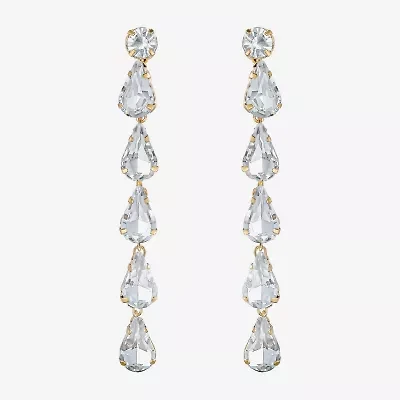 JS Jessica Simpson Gold Tone Linear Womens Glass Drop Earrings