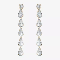 JS Jessica Simpson Gold Tone Linear Womens Glass Drop Earrings