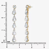 JS Jessica Simpson Gold Tone Linear Womens Glass Drop Earrings