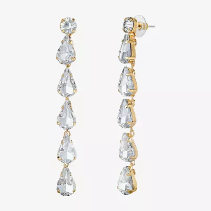 JS Jessica Simpson Gold Tone Linear Womens Glass Drop Earrings
