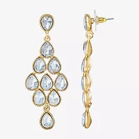 JS Jessica Simpson Gold Tone Womens Glass Pear Chandelier Earrings