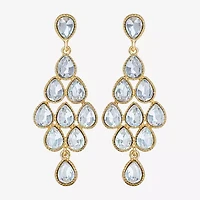 JS Jessica Simpson Gold Tone Womens Glass Pear Chandelier Earrings