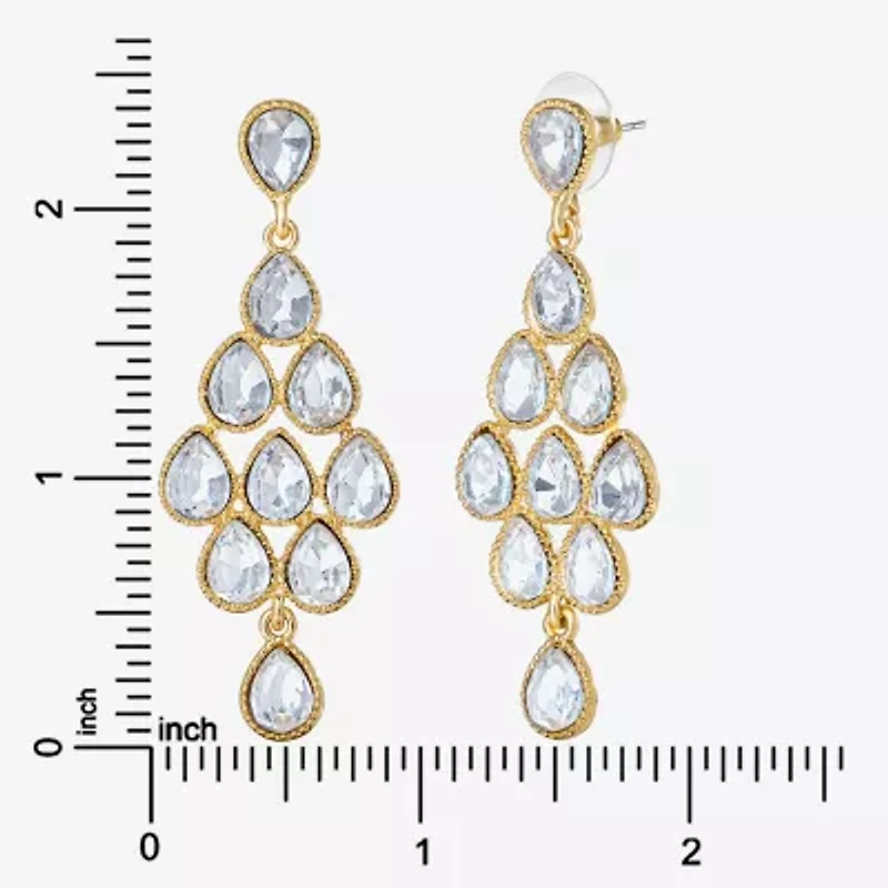 JS Jessica Simpson Gold Tone Womens Glass Pear Chandelier Earrings