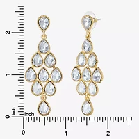 JS Jessica Simpson Gold Tone Womens Glass Pear Chandelier Earrings