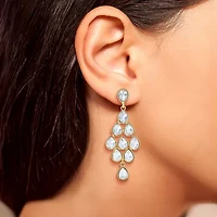 JS Jessica Simpson Gold Tone Womens Glass Pear Chandelier Earrings