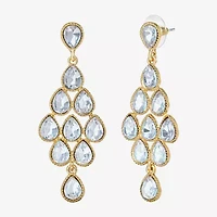 JS Jessica Simpson Gold Tone Womens Glass Pear Chandelier Earrings