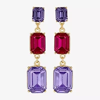 JS Jessica Simpson Gold Tone Linear Womens Multi Color Glass Drop Earrings