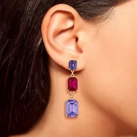 JS Jessica Simpson Gold Tone Linear Womens Multi Color Glass Drop Earrings