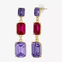 JS Jessica Simpson Gold Tone Linear Womens Multi Color Glass Drop Earrings