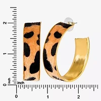 JS Jessica Simpson Gold Tone Leopard Print Womens 50.6mm Hoop Earrings