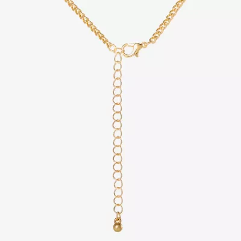 JS Jessica Simpson Gold Tone Womens Multi Color Glass Alloy Cross 23 Inch Pendant Necklace