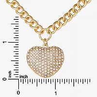 JS Jessica Simpson Gold Tone Pave Womens Glass Alloy 18 Inch Pendant Necklace