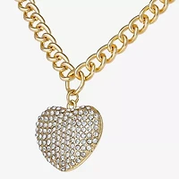 JS Jessica Simpson Gold Tone Pave Womens Glass Alloy 18 Inch Pendant Necklace