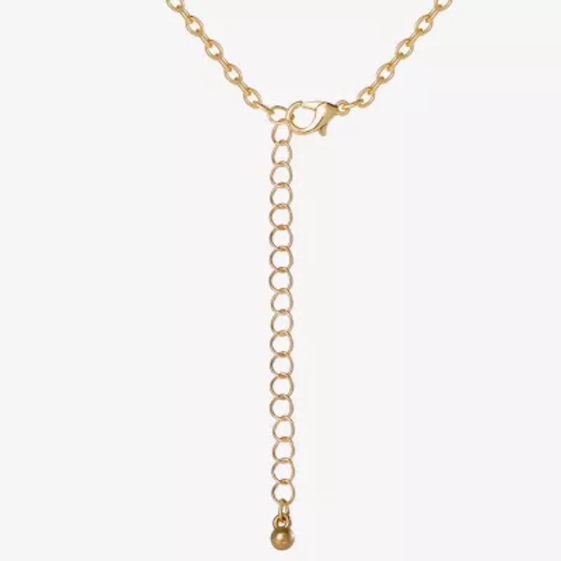 JS Jessica Simpson Gold Tone Frontal Womens Multi Color 16 Inch Statement Necklace