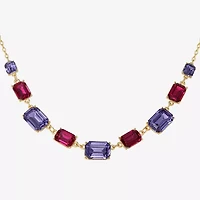 JS Jessica Simpson Gold Tone Frontal Womens Multi Color 16 Inch Statement Necklace