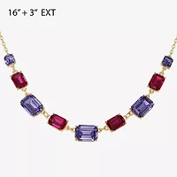 JS Jessica Simpson Gold Tone Frontal Womens Multi Color 16 Inch Statement Necklace