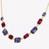 JS Jessica Simpson Gold Tone Frontal Womens Multi Color 16 Inch Statement Necklace