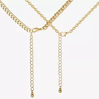 JS Jessica Simpson Gold Tone Charm & Pendant Womens Glass Butterfly Moon Star 2-pc. Necklace Set