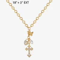 JS Jessica Simpson Gold Tone Charm Womens Glass Alloy 18 Inch Y Necklace