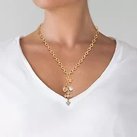 JS Jessica Simpson Gold Tone Charm Womens Glass Alloy 18 Inch Y Necklace