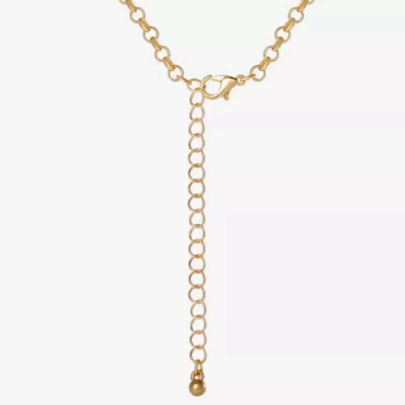 JS Jessica Simpson Gold Tone Charm Womens Multi Color Glass Alloy Heart 16 Inch Pendant Necklace