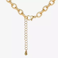 JS Jessica Simpson Gold Tone Leopard Print Womens Glass Alloy Heart 18 Inch Pendant Necklace